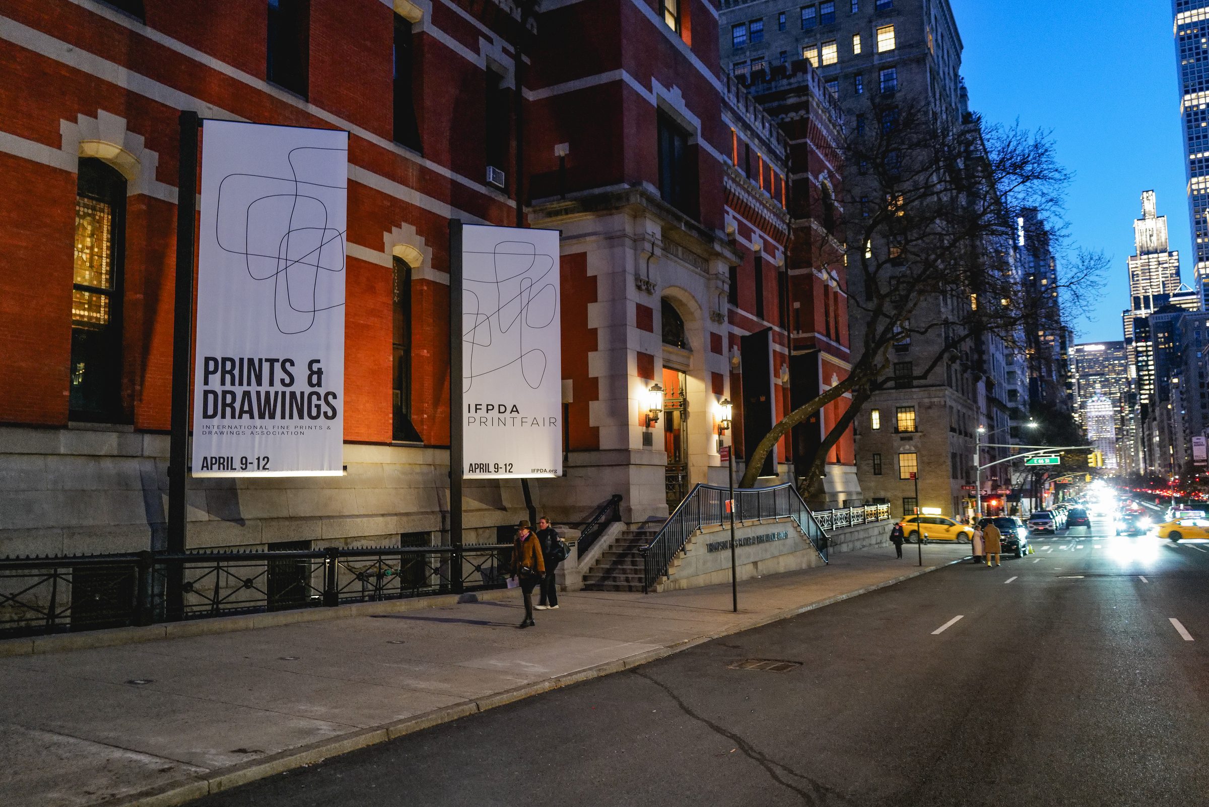 IFPDA Print Fair — Park Avenue Armory exterior with fair banners on Park Avenue