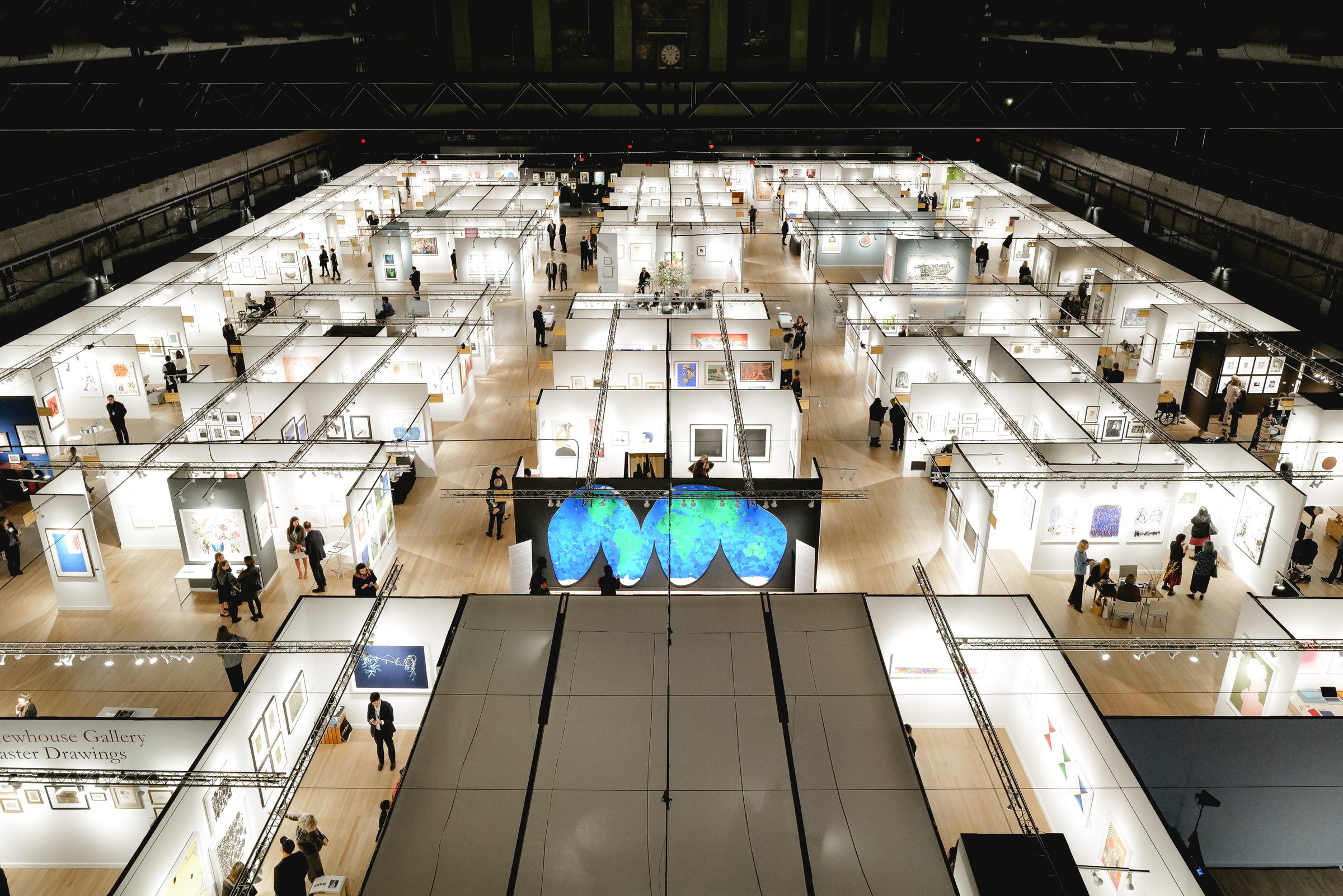 IFPDA Print Fair — aerial view of the fair across the Wade Thompson Drill Hall