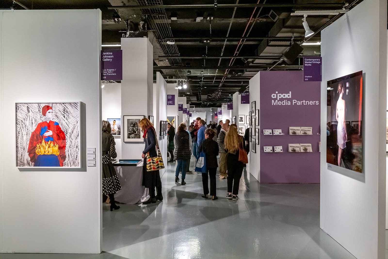 The Photography Show, AIPAD — gallery aisle and Media Partners wall