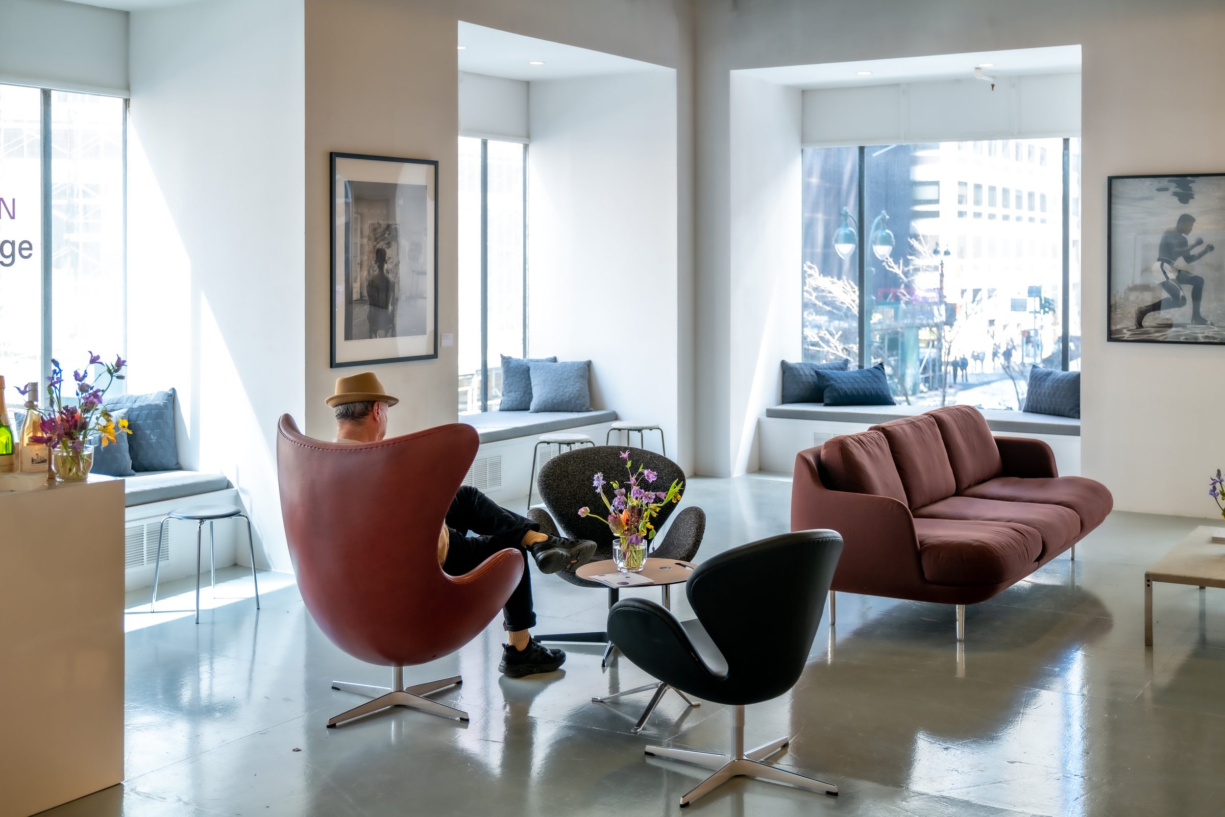 The Photography Show, AIPAD — Fritz Hansen lounge with Egg and Swan chairs
