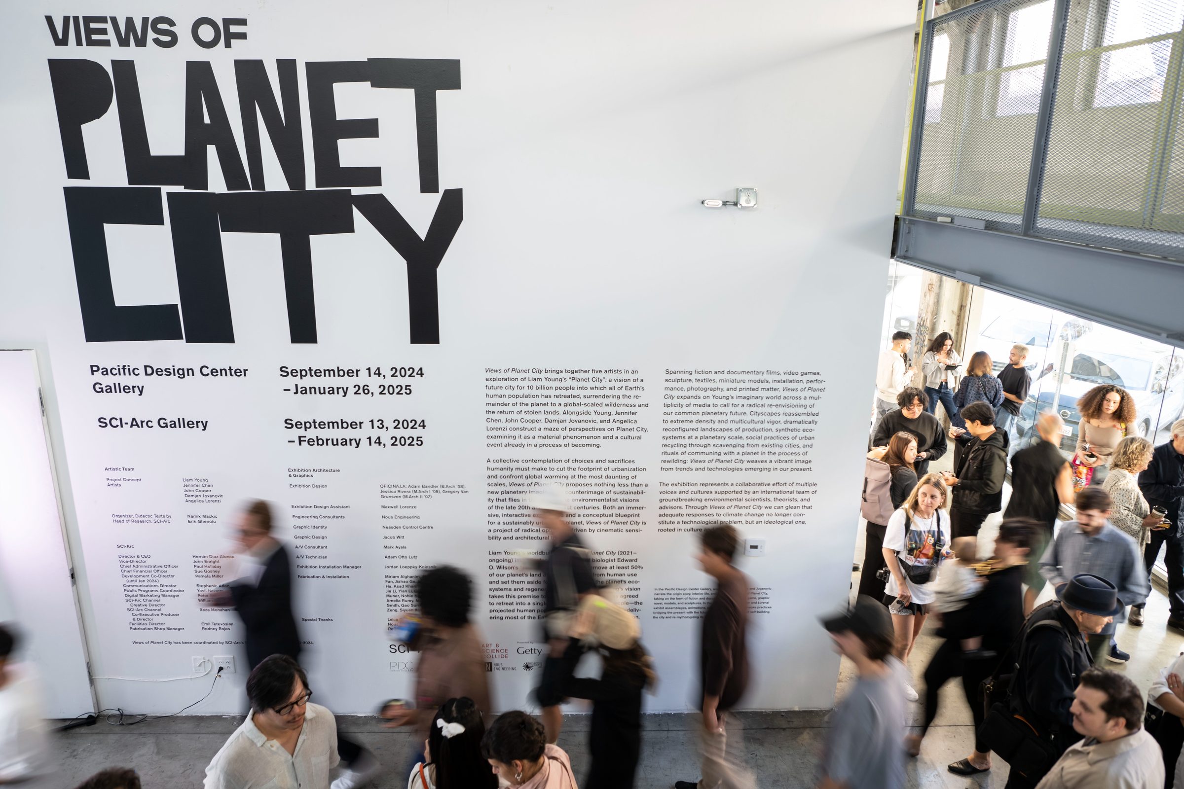 Views of Planet City — exhibition banner at the SCI-Arc entrance